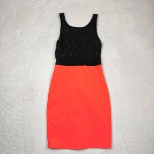 Bodycon‎ Mini Dress Size Small Black Pink Two Tone Lace Coquette 2010s Clubwear